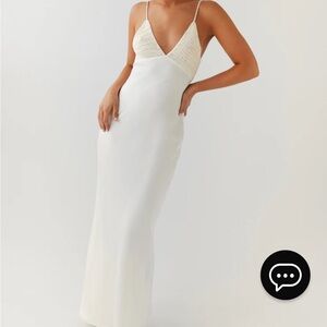 Peppermayo Exclusive - Perfect World Satin Maxi Dress - Pearl Dove